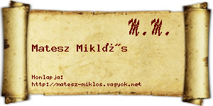Matesz Miklós névjegykártya